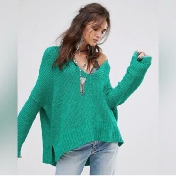 Free People Sweaters - Free People Take Over Me Teal Sweater